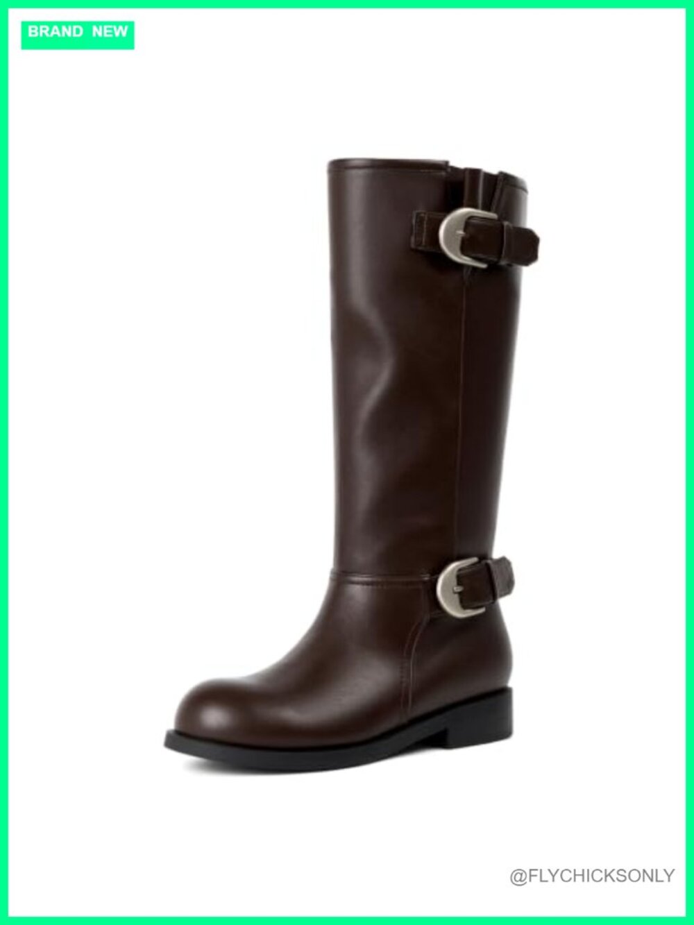 Womens Knee High Combat Boots Faux Leather Low Block Heel Tall Boots